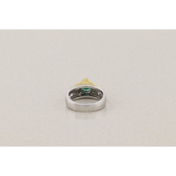 Sterling Silver and Gold Plate Lab Created Green Spinel Ring Size 7 - Picture 9 of 9